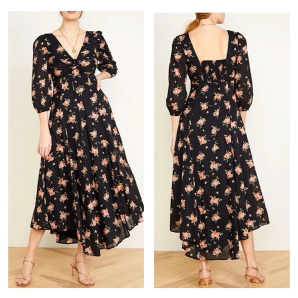 Free People Sea Glass Floral Cottagecore Prairie Bohemian Floral Midi Dress